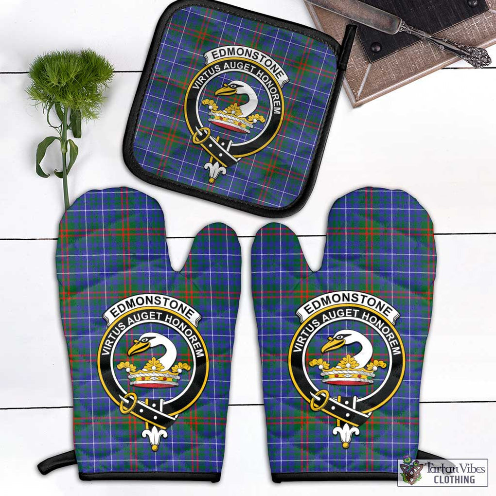 Edmonstone Tartan Combo Oven Mitt & Pot-Holder with Family Crest - Tartan Vibes Clothing