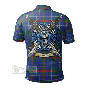 Edmonstone Tartan Polo Shirt with Family Crest Celtic Skull Style - Tartan Vibes Clothing
