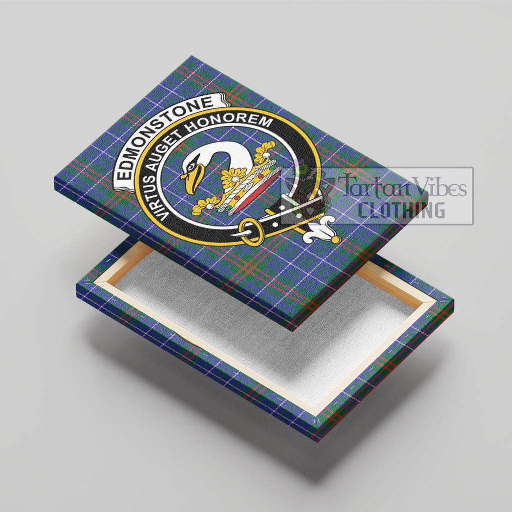 Edmonstone Tartan Canvas Print Wall Art with Family Crest - Tartan Vibes Clothing