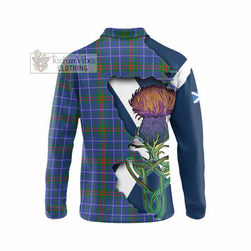 Tartan Vibes Clothing Edmonstone Tartan Family Crest Long Sleeve Polo Shirt Scottish Thistle Celtic Inspired