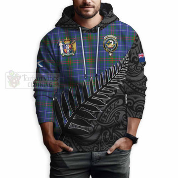 Edmonstone Crest Tartan Hoodie with New Zealand Silver Fern Half Style