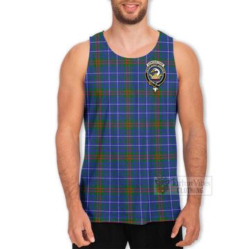 Edmonstone Tartan Men's Tank Top with Family Crest and Bearded Skull Holding Bottles of Whiskey - Tartan Vibes Clothing