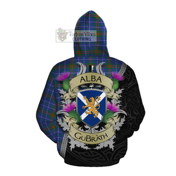 Edmonstone Tartan Family Crest Cotton Hoodie Lion Rampant Royal Thistle Shield Celtic Inspired Pullover Hoodie - Tartan Vibes Clothing