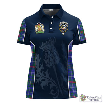 Edmonstone Tartan Women's Polo Shirt with Family Crest and Scottish Thistle Vibes Sport Style