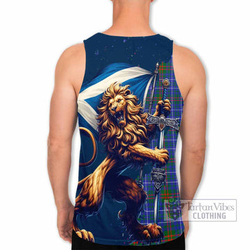 Edmonstone Tartan Family Crest Men's Tank Top with Scottish Majestic Lion - Tartan Vibes Clothing