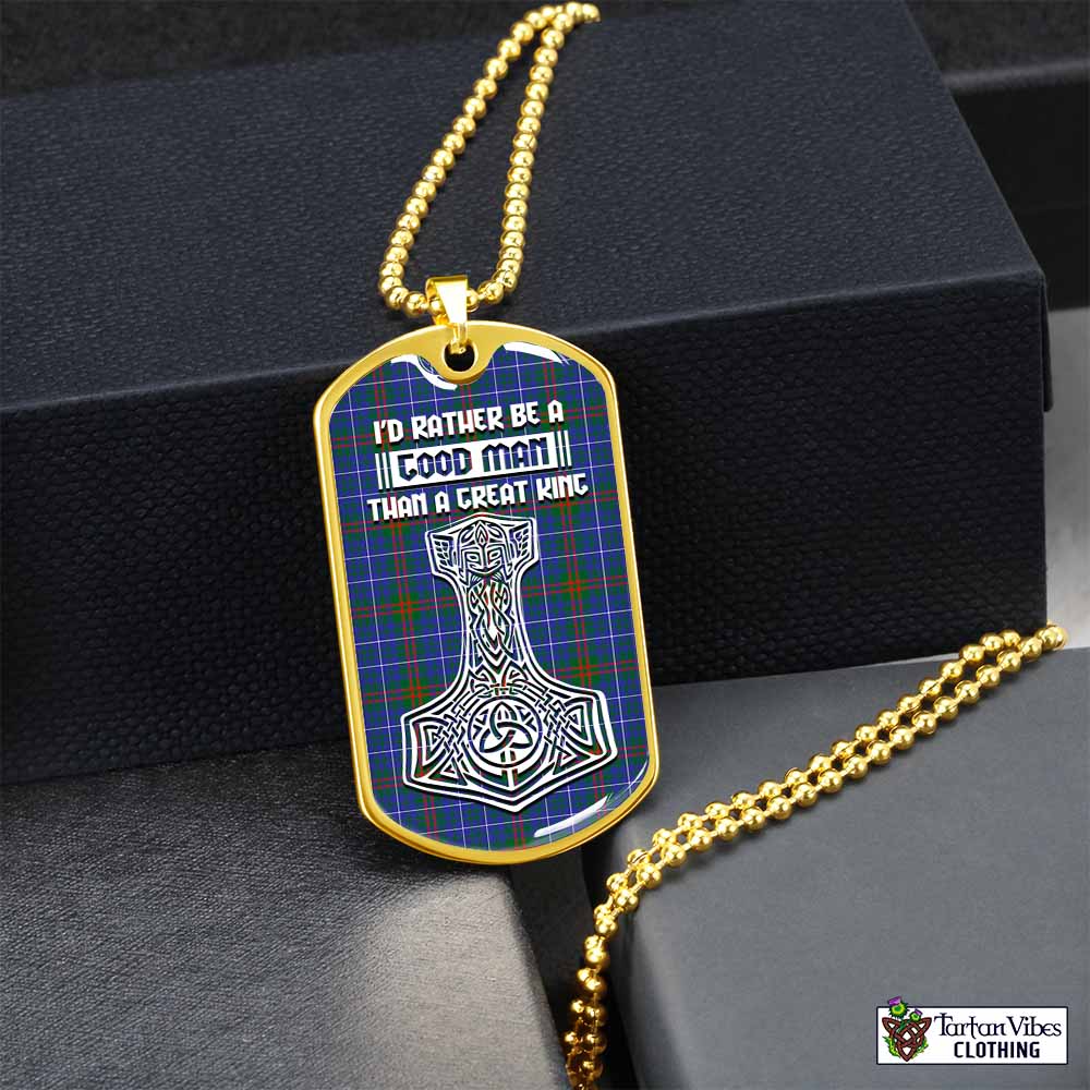 Edmonstone Tartan Dog Tag Necklace Viking Mjolnir Style Gold No - Tartan Vibes Clothing
