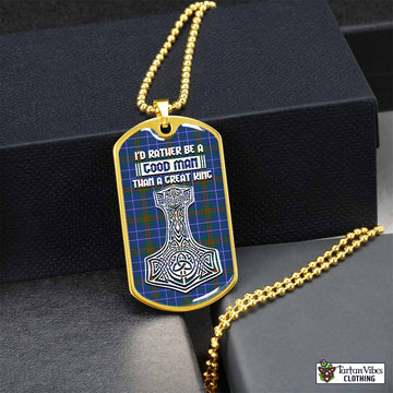 Tartan Vibes Clothing Edmonstone Tartan Dog Tag Necklace Viking Mjolnir Style