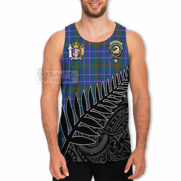 Edmonstone Crest Tartan Men's Tank Top with New Zealand Silver Fern Half Style - Tartan Vibes Clothing