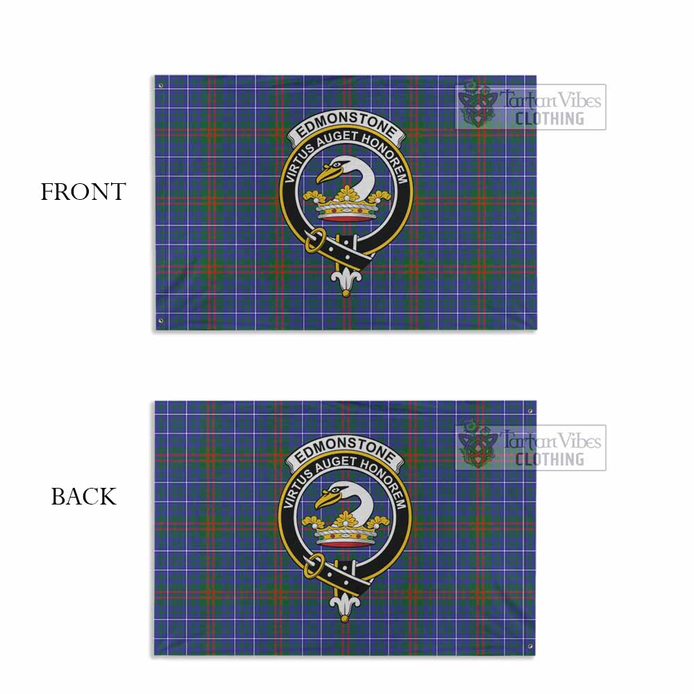 Tartan Vibes Clothing Edmonstone Tartan House Flag with Family Crest