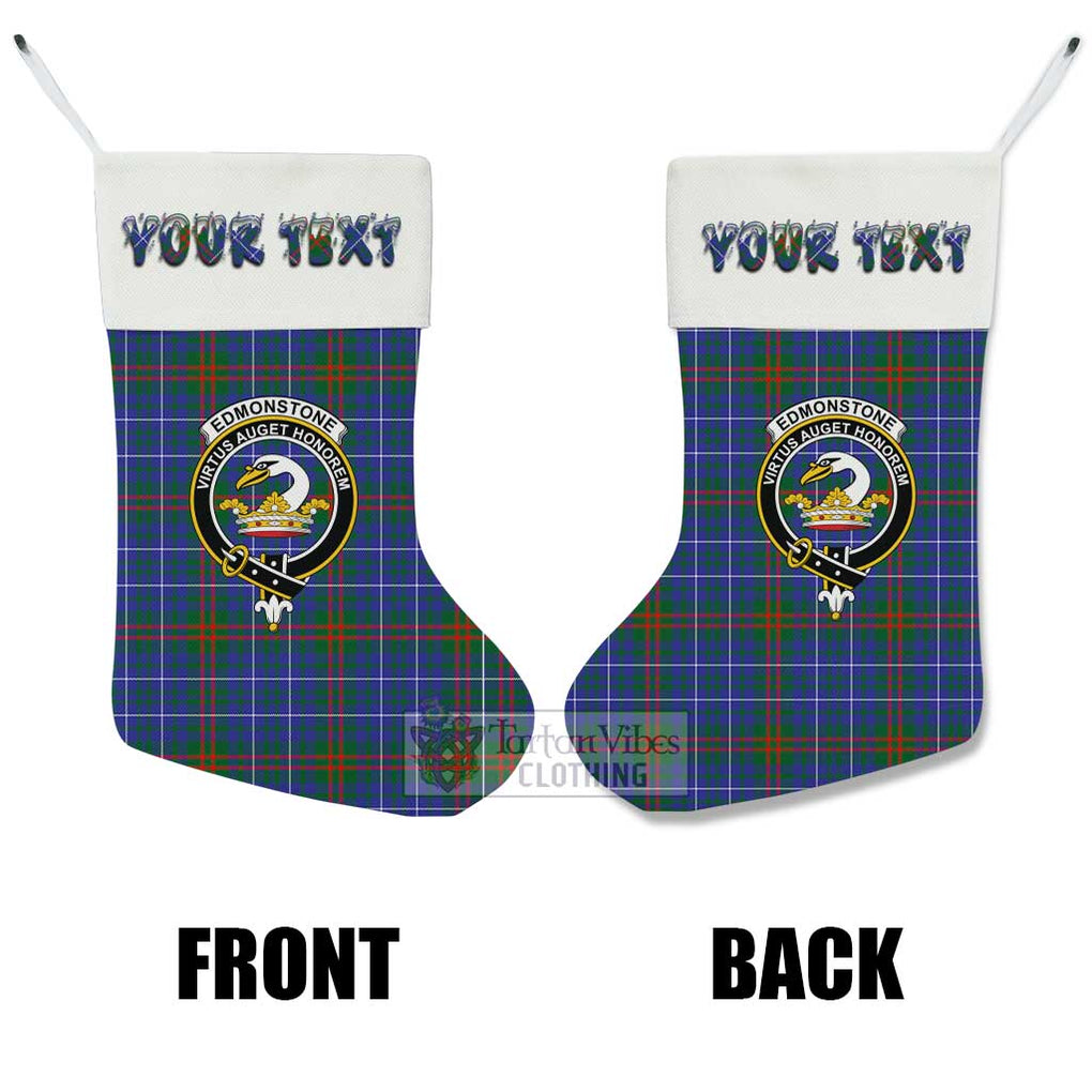 Edmonstone Tartan Family Crest Christmas Stocking with Personalized Text - Tartan Vibes Clothing