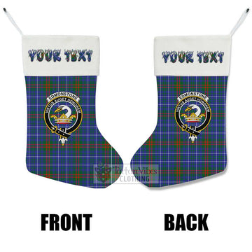 Edmonstone Tartan Family Crest Christmas Stocking with Personalized Text - Tartan Vibes Clothing