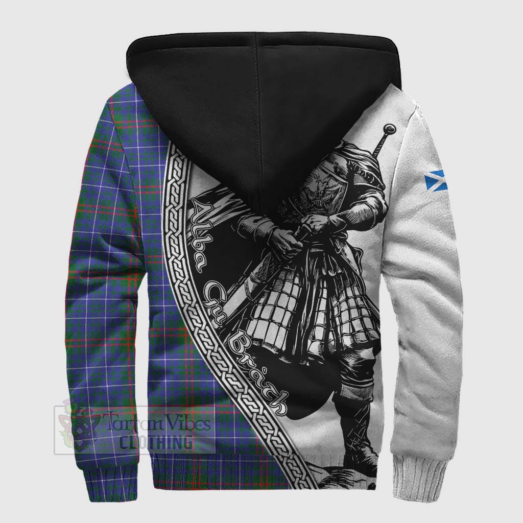Edmonstone Tartan Clan Crest Sherpa Hoodie with Highlander Warrior Celtic Style - Tartan Vibes Clothing