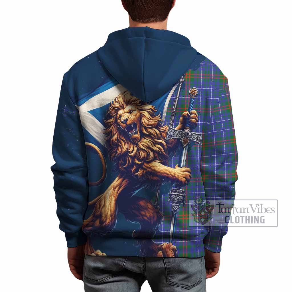 Edmonstone Tartan Family Crest Hoodie with Scottish Majestic Lion - Tartan Vibes Clothing