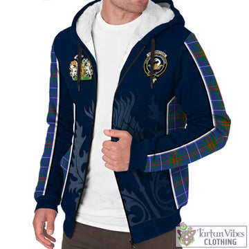 Edmonstone Tartan Sherpa Hoodie with Family Crest and Scottish Thistle Vibes Sport Style