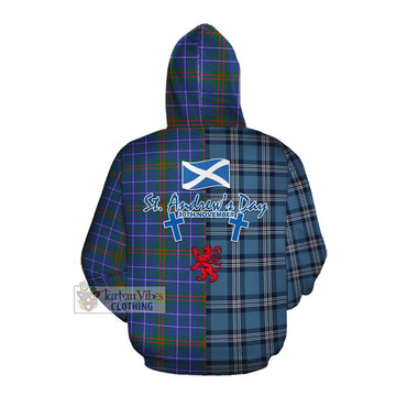 Edmonstone Tartan Cotton Hoodie Happy St. Andrew's Day Half Tartan Style Pullover Hoodie - Tartan Vibes Clothing