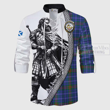 Edmonstone Tartan Clan Crest Ghillie Kilt Shirt with Highlander Warrior Celtic Style - Tartan Vibes Clothing