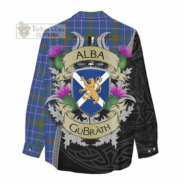 Edmonstone Tartan Family Crest Women's Casual Shirt Lion Rampant Royal Thistle Shield Celtic Inspired - Tartan Vibes Clothing