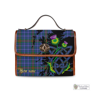 Edmonstone Tartan Waterproof Canvas Bag with Scotland Map and Thistle Celtic Accents