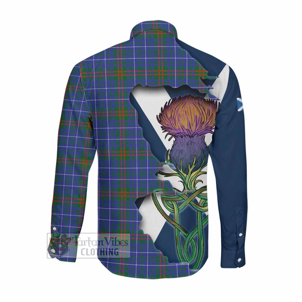 Tartan Vibes Clothing Edmonstone Tartan Family Crest Long Sleeve Button Shirt Scottish Thistle Celtic Inspired