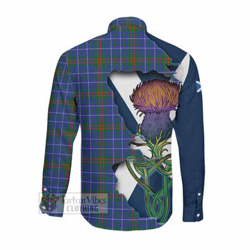 Tartan Vibes Clothing Edmonstone Tartan Family Crest Long Sleeve Button Shirt Scottish Thistle Celtic Inspired
