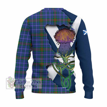 Tartan Vibes Clothing Edmonstone Tartan Family Crest Knitted Sweater Scottish Thistle Celtic Inspired