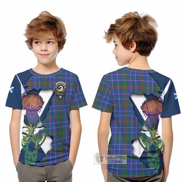 Tartan Vibes Clothing Edmonstone Tartan Family Crest Kid T-Shirt Scottish Thistle Celtic Inspired