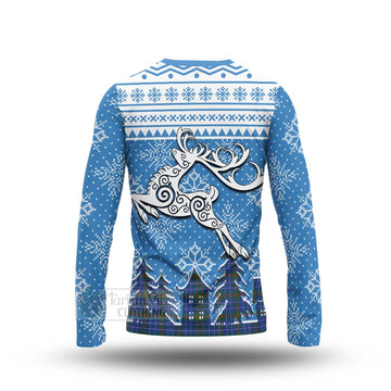 Edmonstone Clan Christmas Long Sleeve T-Shirt Celtic Reindeer Style