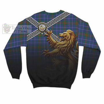 Edmonstone Crest Tartan Sweatshirt with Golden Lion Emblem Celtic Style - Tartan Vibes Clothing