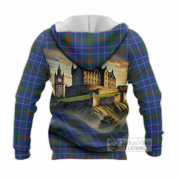 Edmonstone Tartan Family Crest Knitted Hoodie with Scottish Ancient Castle Style - Tartan Vibes Clothing