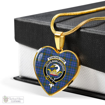 Edmonstone Tartan Heart Necklace with Family Crest - Tartan Vibes Clothing