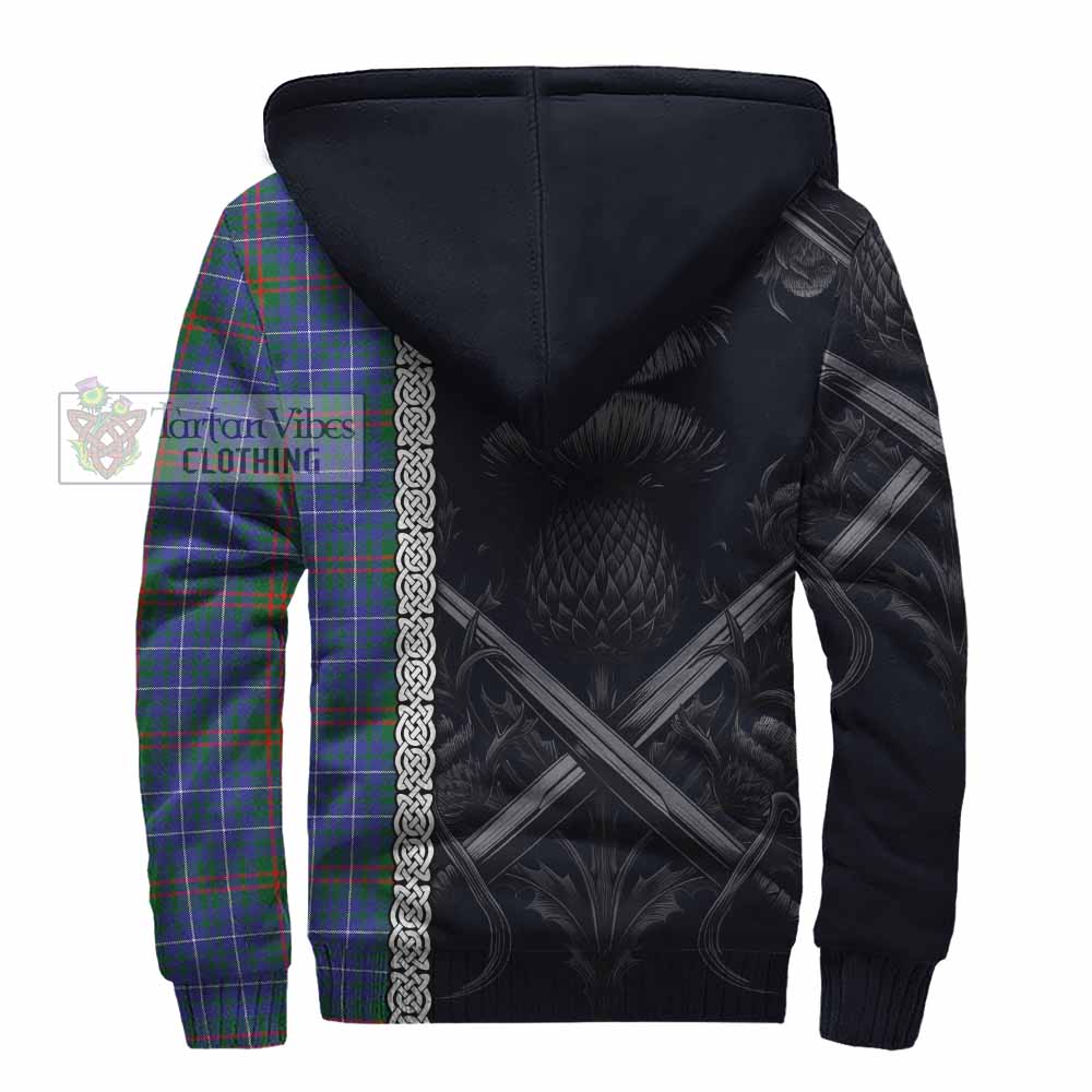 Edmonstone Tartan Sherpa Hoodie with Family Crest Cross Sword Thistle Celtic Vibes - Tartan Vibes Clothing