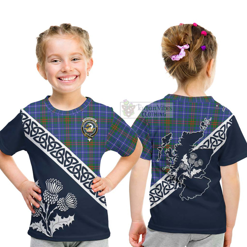 Edmonstone Tartan Kid T-Shirt Featuring Thistle and Scotland Map - Tartan Vibes Clothing