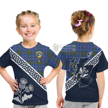 Edmonstone Tartan Kid T-Shirt Featuring Thistle and Scotland Map - Tartan Vibes Clothing