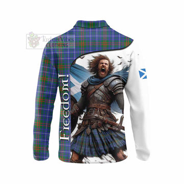 Edmonstone Crest Tartan Long Sleeve Polo Shirt Inspired by the Freedom of Scottish Warrior - Tartan Vibes Clothing