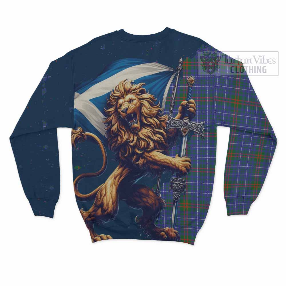 Edmonstone Tartan Family Crest Sweatshirt with Scottish Majestic Lion - Tartan Vibes Clothing