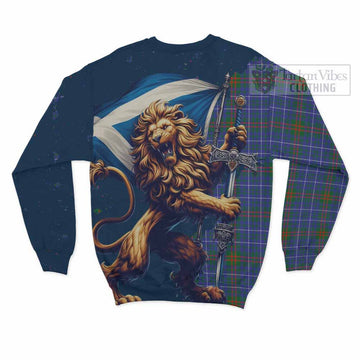 Edmonstone Tartan Family Crest Sweatshirt with Scottish Majestic Lion - Tartan Vibes Clothing
