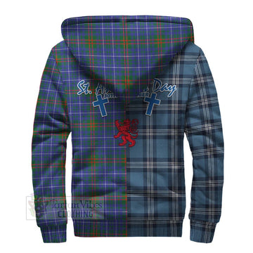 Edmonstone Tartan Sherpa Hoodie Happy St. Andrew's Day Half Tartan Style - Tartan Vibes Clothing