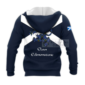 Edmonstone Tartan Lion Rampant Knitted Hoodie Proudly Display Your Heritage with Alba Gu Brath and Clan Name - Tartan Vibes Clothing