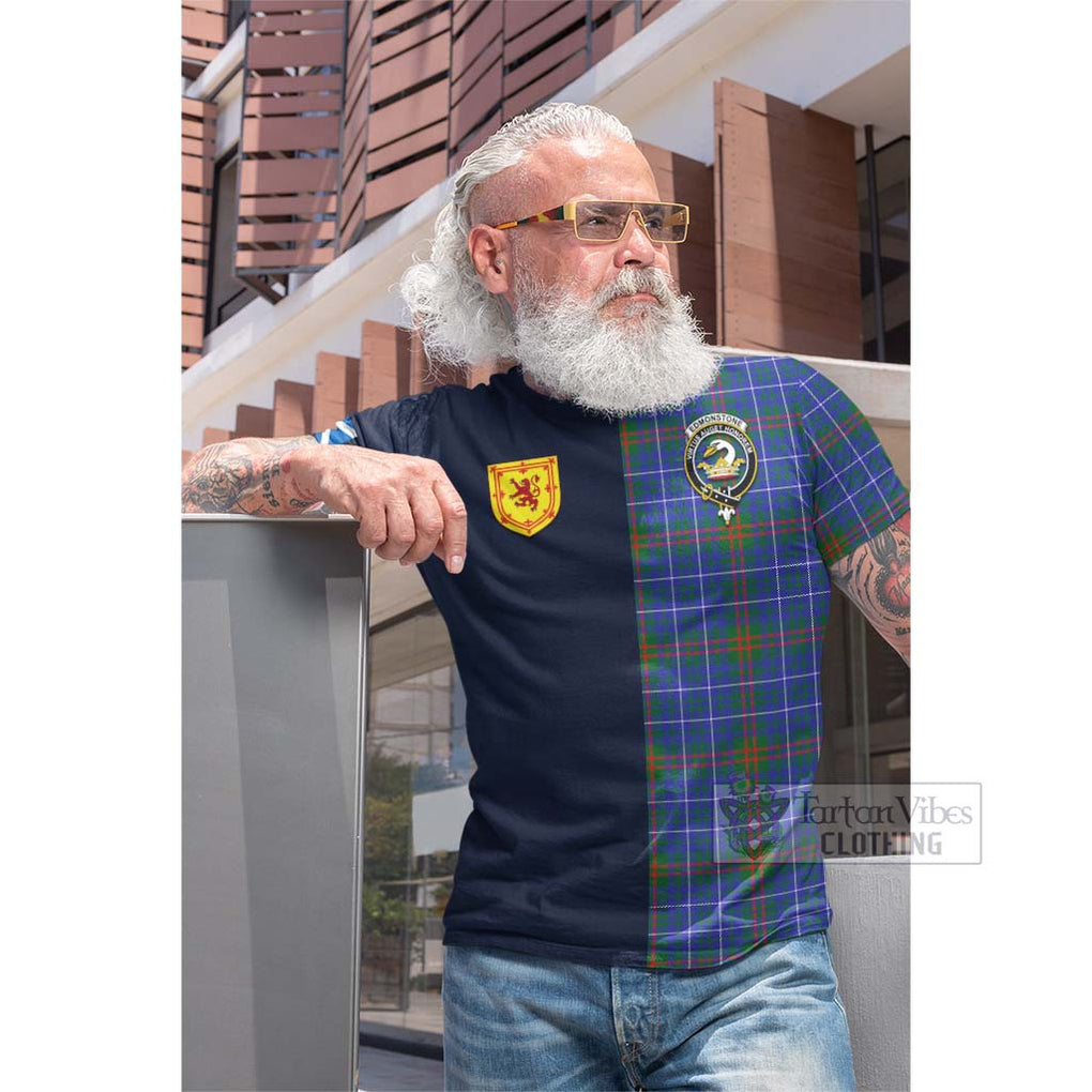 Edmonstone Tartan Cotton T-shirt Alba with Scottish Lion Royal Arm Half Style Men's Shirt - Tartan Vibes Clothing