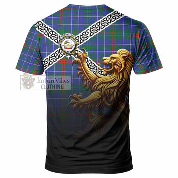 Edmonstone Crest Tartan T-Shirt with Golden Lion Emblem Celtic Style - Tartan Vibes Clothing