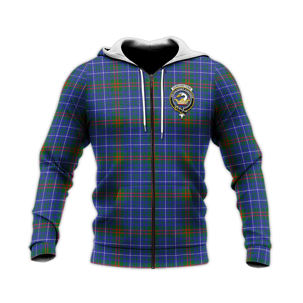 Edmonstone Tartan Knitted Hoodie with Family Crest Unisex Knitted Zip Hoodie - Tartan Vibes Clothing