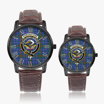 Edmonstone Tartan Family Crest Leather Strap Quartz Watch - Tartan Vibes Clothing