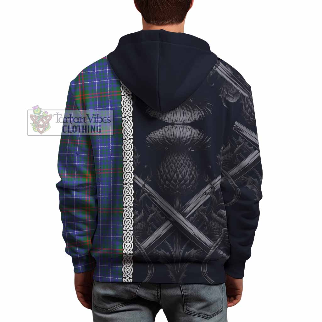 Edmonstone Tartan Hoodie with Family Crest Cross Sword Thistle Celtic Vibes - Tartan Vibes Clothing
