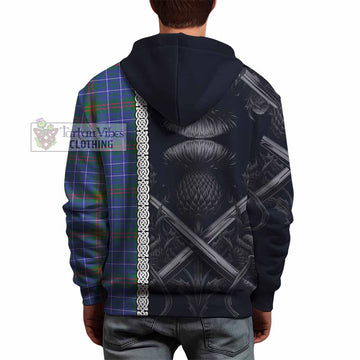 Edmonstone Tartan Hoodie with Family Crest Cross Sword Thistle Celtic Vibes - Tartan Vibes Clothing