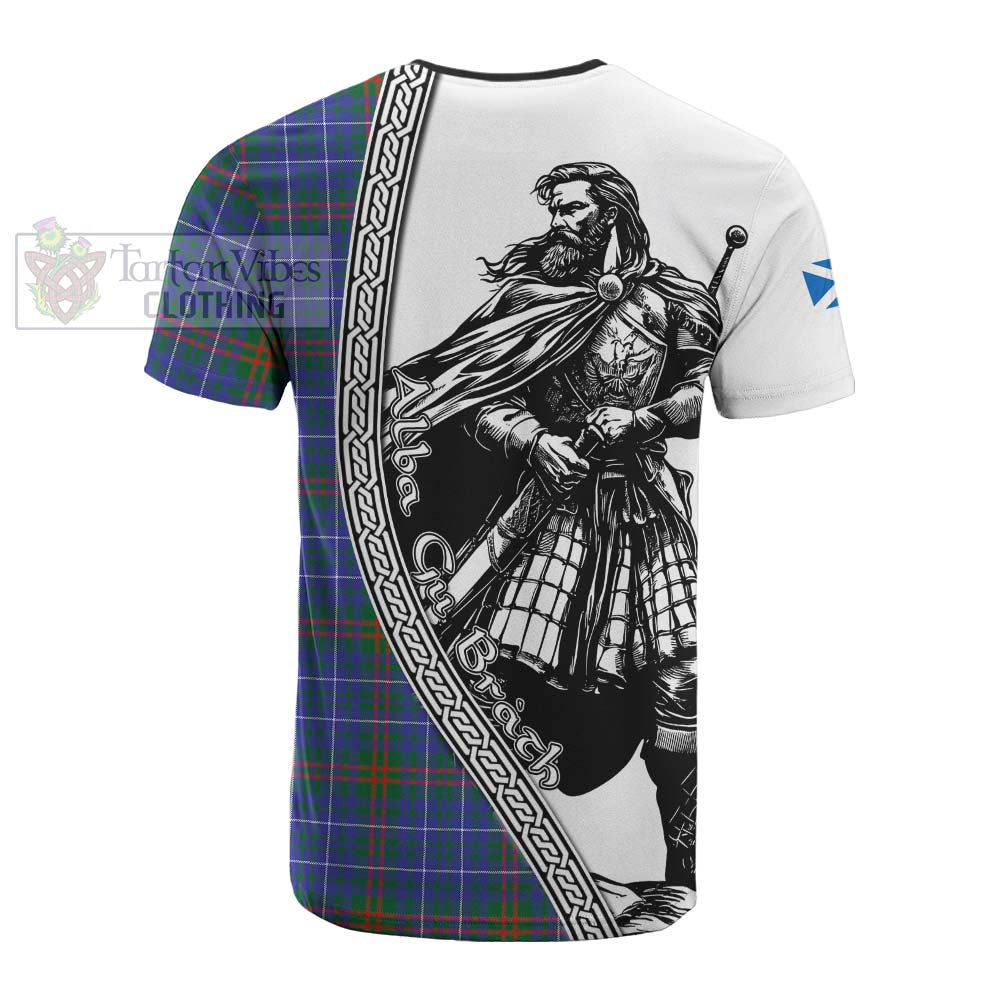 Edmonstone Tartan Clan Crest Cotton T-shirt with Highlander Warrior Celtic Style - Tartan Vibes Clothing