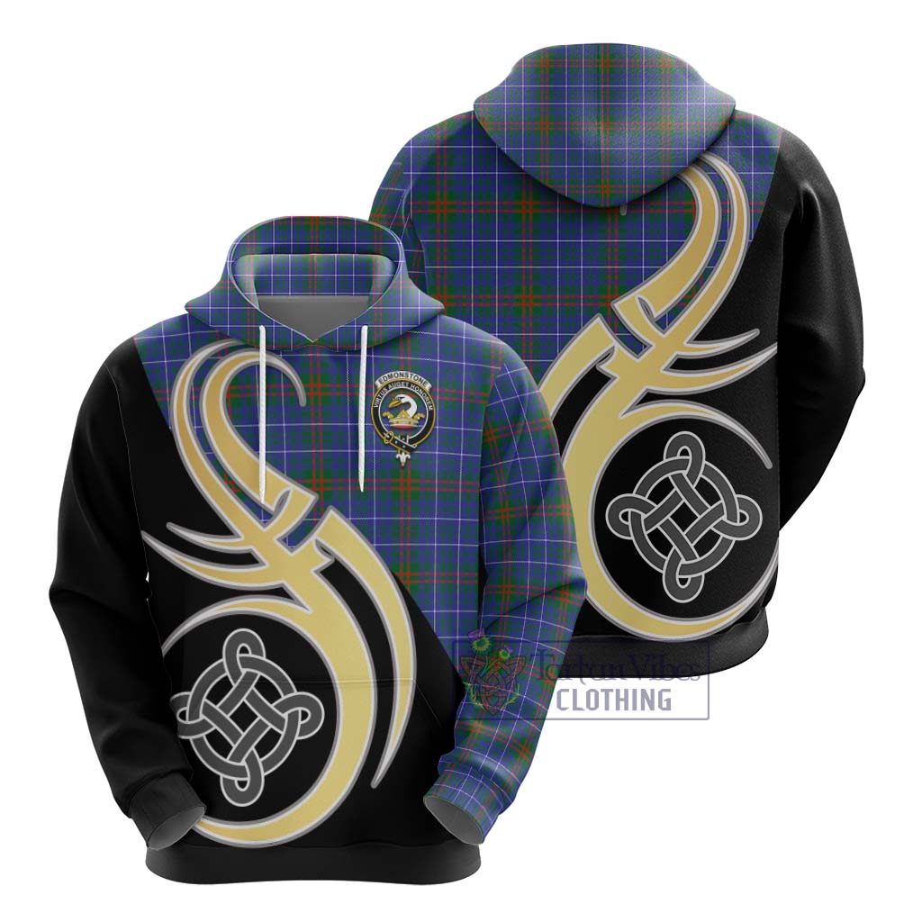 Edmonstone Tartan Hoodie with Family Crest and Celtic Symbol Style - Tartan Vibes Clothing