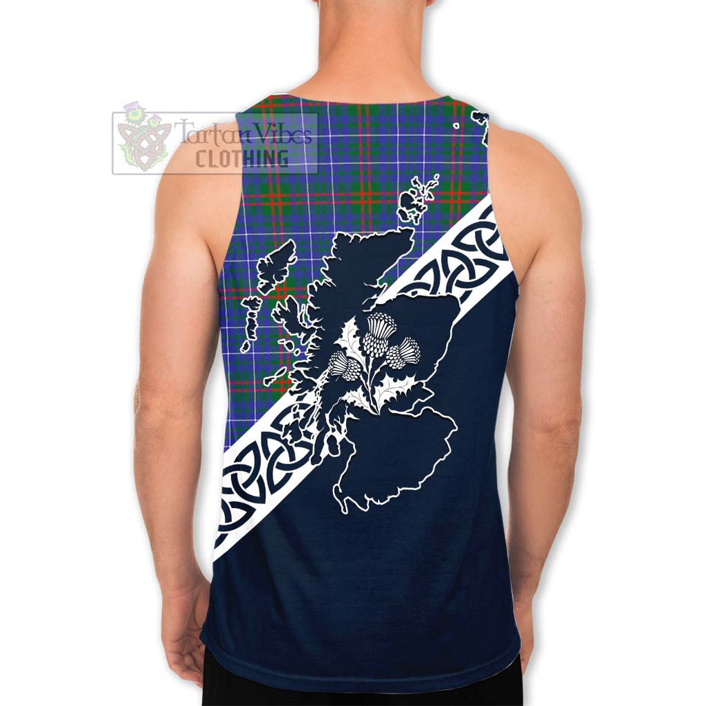 Edmonstone Tartan Men's Tank Top Featuring Thistle and Scotland Map - Tartan Vibes Clothing