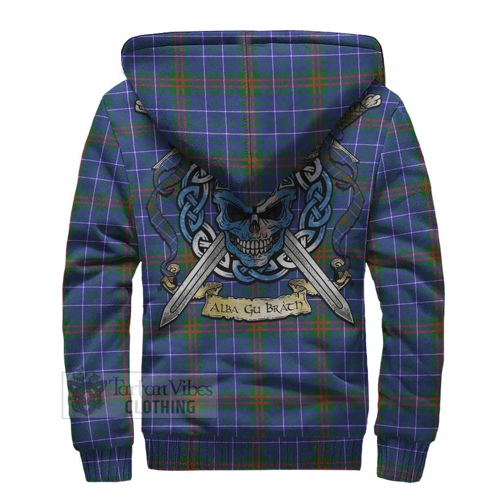 Edmonstone Tartan Sherpa Hoodie with Family Crest Celtic Skull Style - Tartan Vibes Clothing