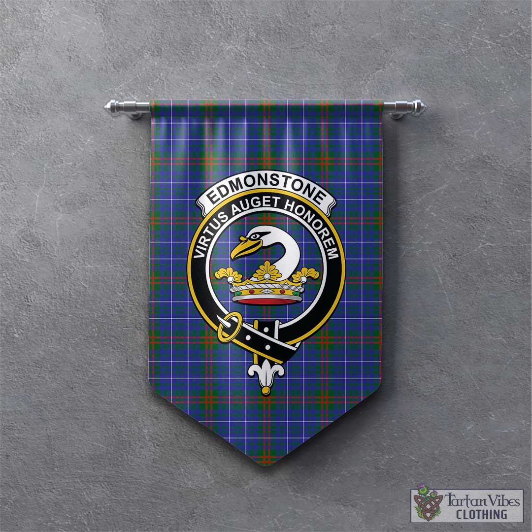 Edmonstone Tartan Gonfalon, Tartan Banner with Family Crest - Tartan Vibes Clothing