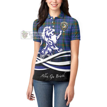 Edmonstone Tartan Women's Polo Shirt with Alba Gu Brath Regal Lion Emblem - Tartan Vibes Clothing